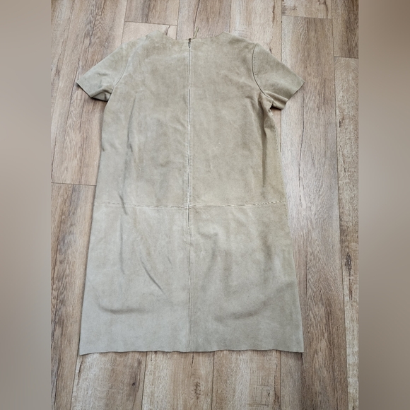 $998 NWT Polo Ralph Lauren Suede Leather Dress Lace Up Tan Sz 10 Soft FLAW - Picture 12 of 15